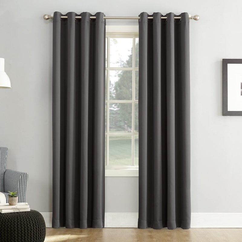Sun Zero Soho Blackout Energy Efficient Grommet Curtain Single Panel, 54" x 84", Charcoal Gray - Image 1